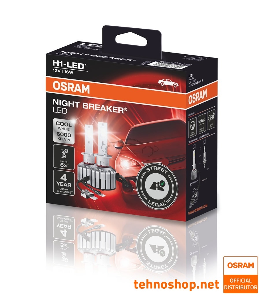 LED ŽARNICE H1 OSRAM NIGHT BREAKER LED 64150DWNB-2HFB 12V P14.5s 2HFB