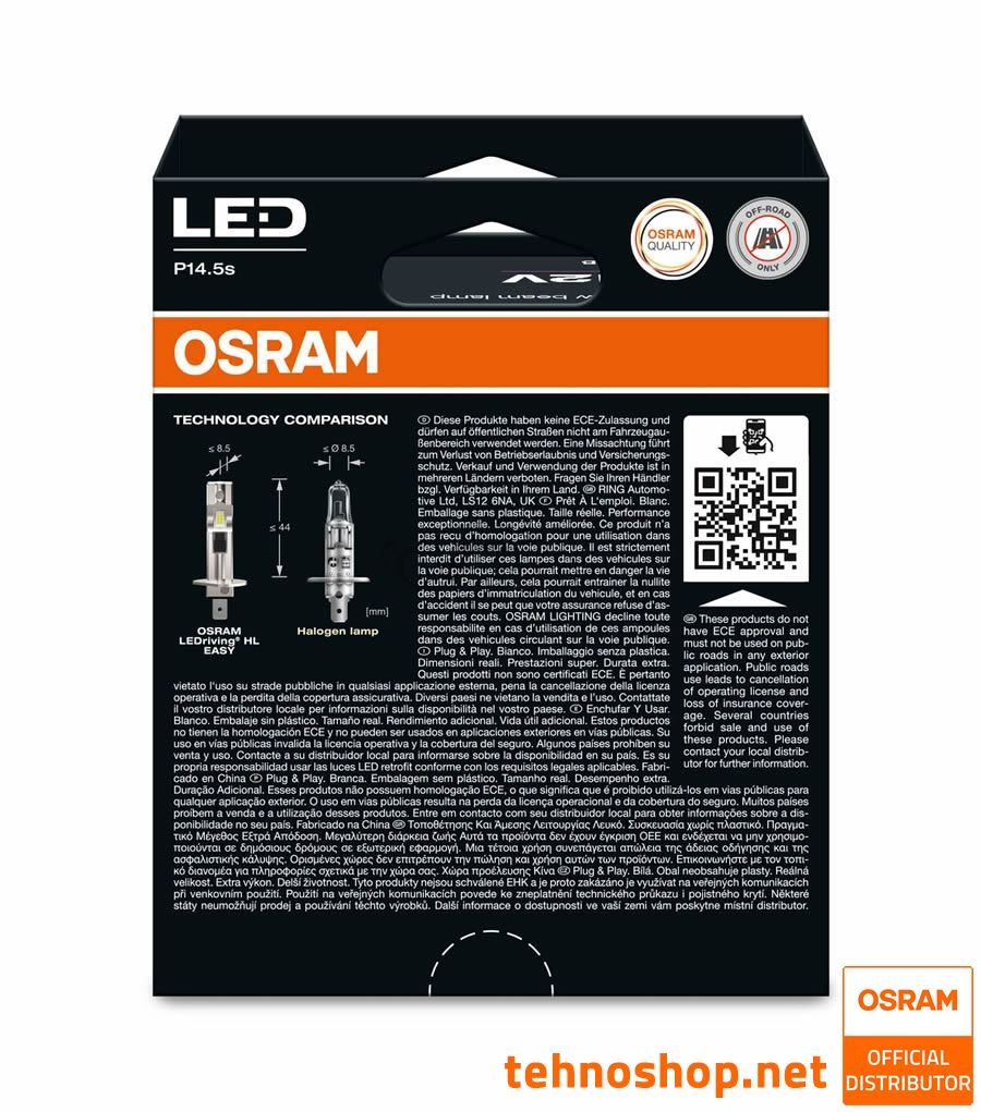 LED BULB SET H1 OSRAM LEDriving® HL EASY 64150DWESY-2HB 12V P14.5s 2HB