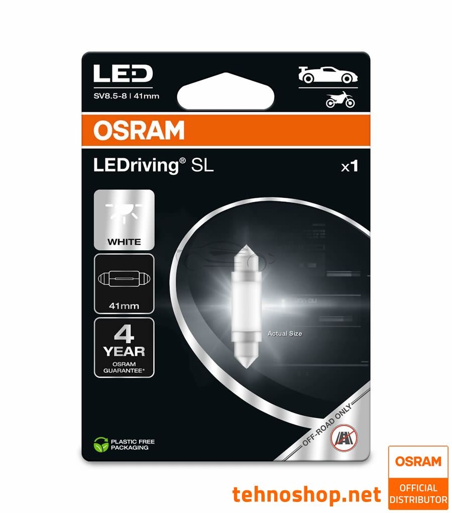 OSRAM LED BULB C5W (41 mm) LEDriving SL 12V 0.6W 6413DWP-1BL SV8.5-8 1BL