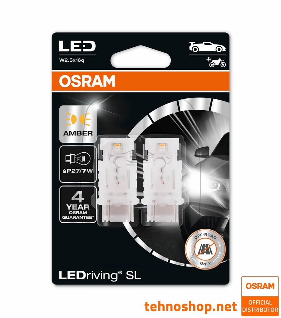 BULB OSRAM LED P27/7W LEDriving® SL 12V 1,3W 3157DYP-02B W2.5x16q BLI2