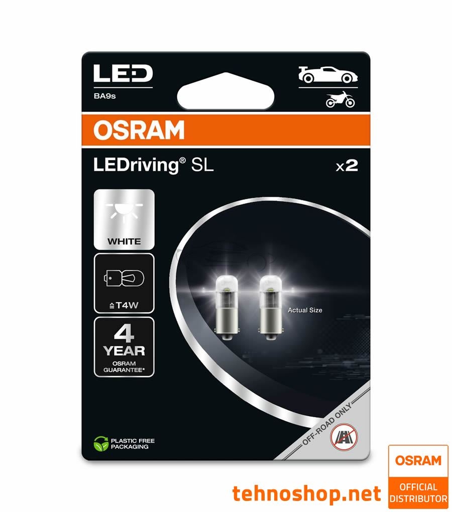 ŽARNICA OSRAM LED T4W LEDriving SL 12V 0,8W 3893DWP-2BL BA9s 2BL