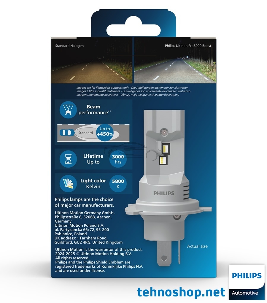 LED ŽARNICA PHILIPS H4 ULTINON PRO6000 HL U60B3 BOOST gen3 11342U60B3X1 12V P43t-38 X1