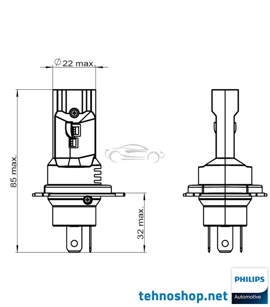 LED ŽARNICA PHILIPS H4 ULTINON PRO6000 HL U60B3 BOOST gen3 11342U60B3X1 12V P43t-38 X1