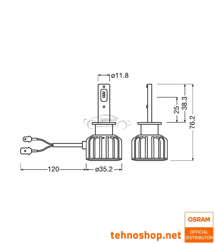 LED ŽARNICE H1 OSRAM LEDriving HL BRIGHT 64150DWBRT-2HFB 12V P14.5s 2HFB