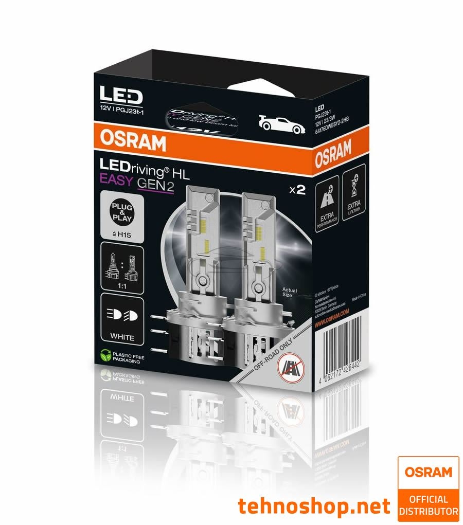 LED ŽARNICE H15 OSRAM LEDriving HL EASY2 64176DWESY2-2HB 12V PGJ19 2HB