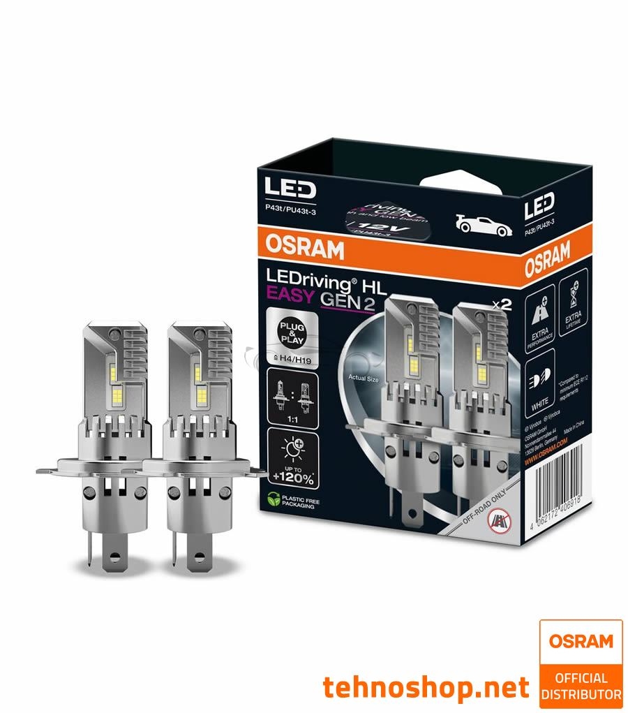 LED ŽARNICE H4/H19 OSRAM LEDriving HL EASY 64193DWESY2-2HB 12V P43t 2HB