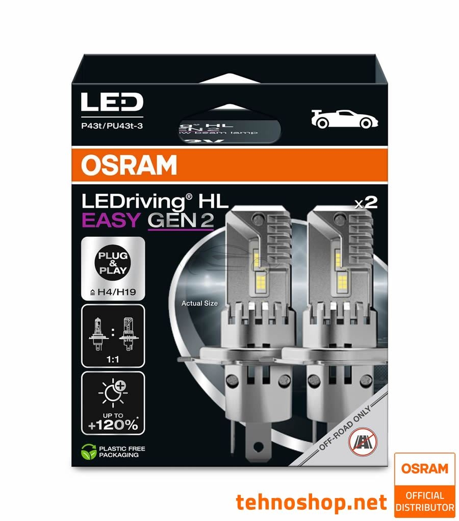 LED ŽARNICE H4/H19 OSRAM LEDriving HL EASY 64193DWESY2-2HB 12V P43t 2HB