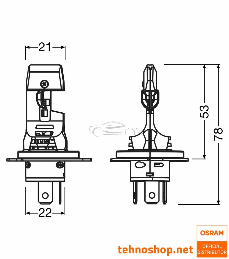 LED BULBS OSRAM NIGHT BREAKER SPEED 450 H4 64193DWNBSP-1HB 12V P43t 1HB