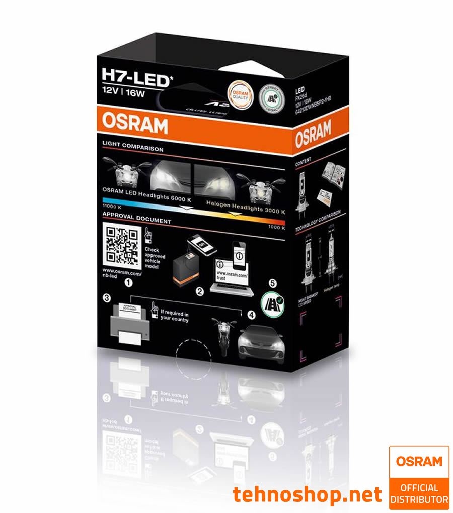 LED ŽARNICE OSRAM NIGHT BREAKER SPEED 450 H7 64210DWNBSP-1HB 12V PX26d 1HB