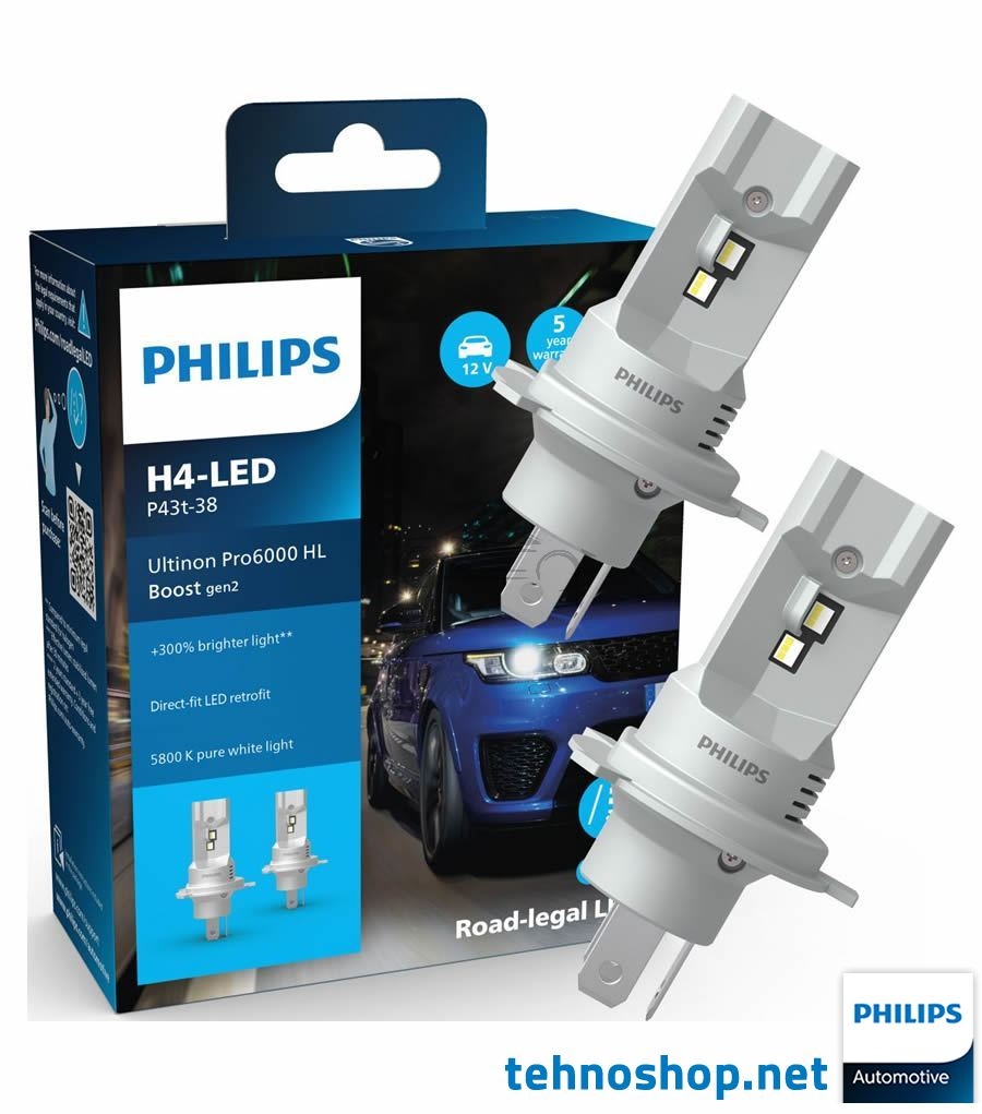 LED ŽARNICE PHILIPS H4 ULTINON PRO6000 HL U60B2 BOOST gen2 11342U60B2X2 12V 18W P43t-38 X2