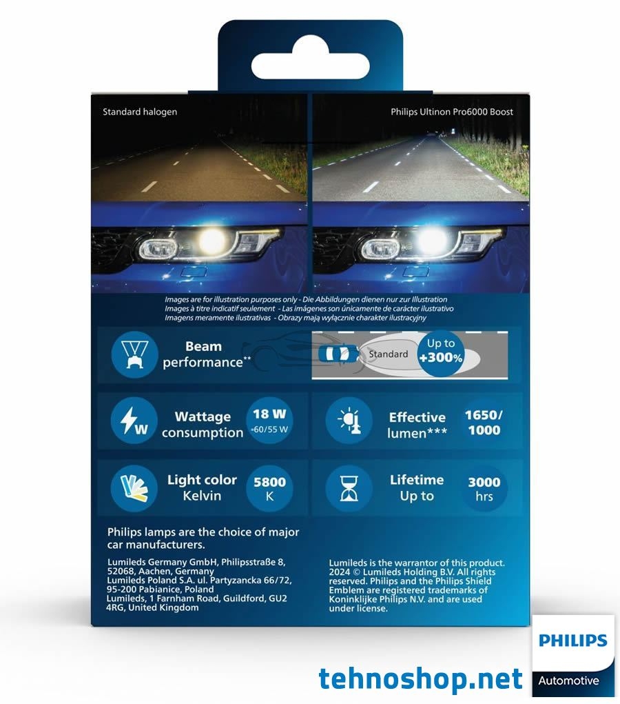 LED ŽARNICE PHILIPS H4 ULTINON PRO6000 HL U60B2 BOOST gen2 11342U60B2X2 12V 18W P43t-38 X2