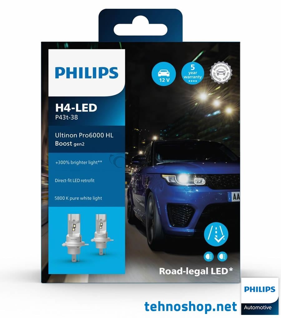 LED ŽARNICE PHILIPS H4 ULTINON PRO6000 HL U60B2 BOOST gen2 11342U60B2X2 12V 18W P43t-38 X2