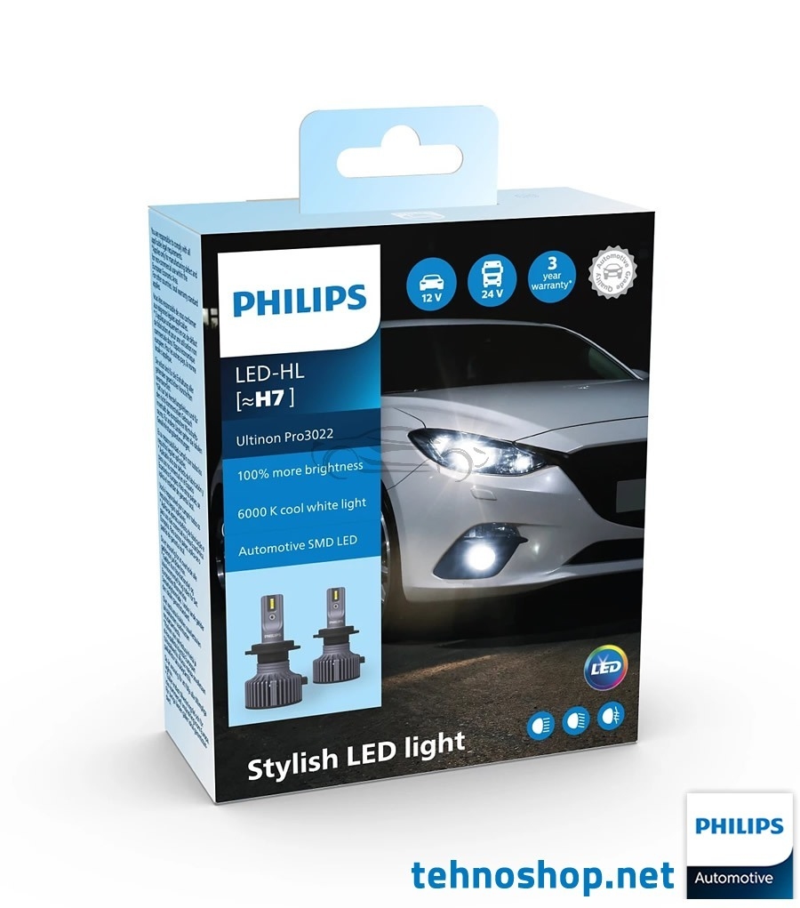 LED ŽARNICE PHILIPS H7 ULTINON PRO3022 U3022 11972U3022 12/24V 20W PX26d X2