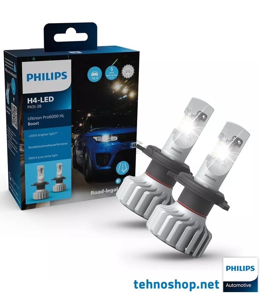 LED ŽARNICE PHILIPS ULTINON PRO6000 BOOST LED H4 11342U60BX2 12V P43t X2