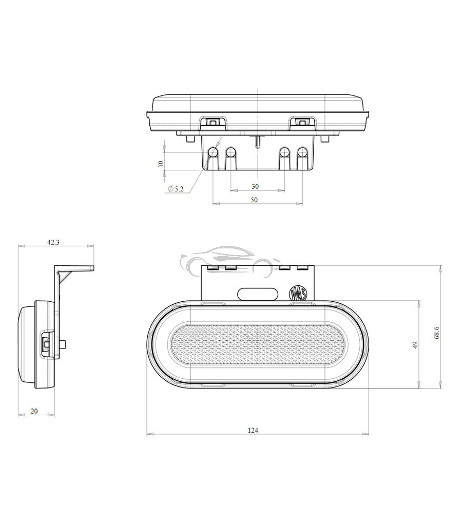LED POZICIJSKA LUČ W198 NEON ORANŽNA 12/24V IP68 ECE