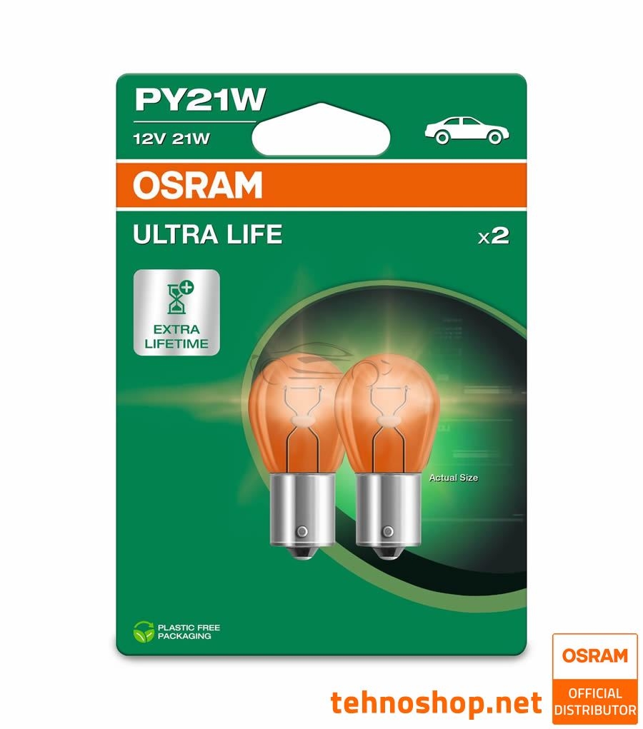 ŽARNICA OSRAM PY21W 7507ULT-2BL ULTRALIFE ORANŽNA 12V BAU15s 2BL