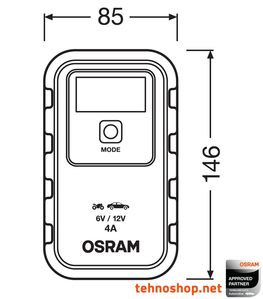 POLNILEC AKUMULATORJA OSRAM BATTERYcharge 904 OEBCS904 6V/12V