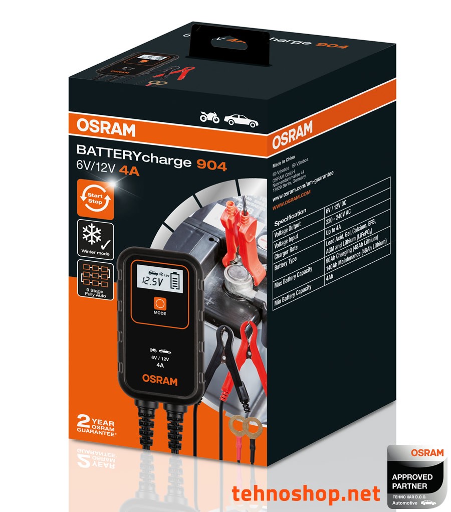 POLNILEC AKUMULATORJA OSRAM BATTERYcharge 904 OEBCS904 6V/12V