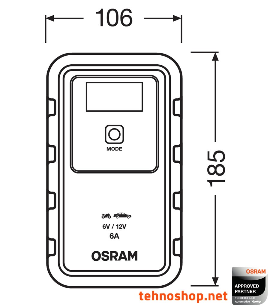 POLNILEC AKUMULATORJA OSRAM BATTERYcharge 906 OEBCS906 6V/12V