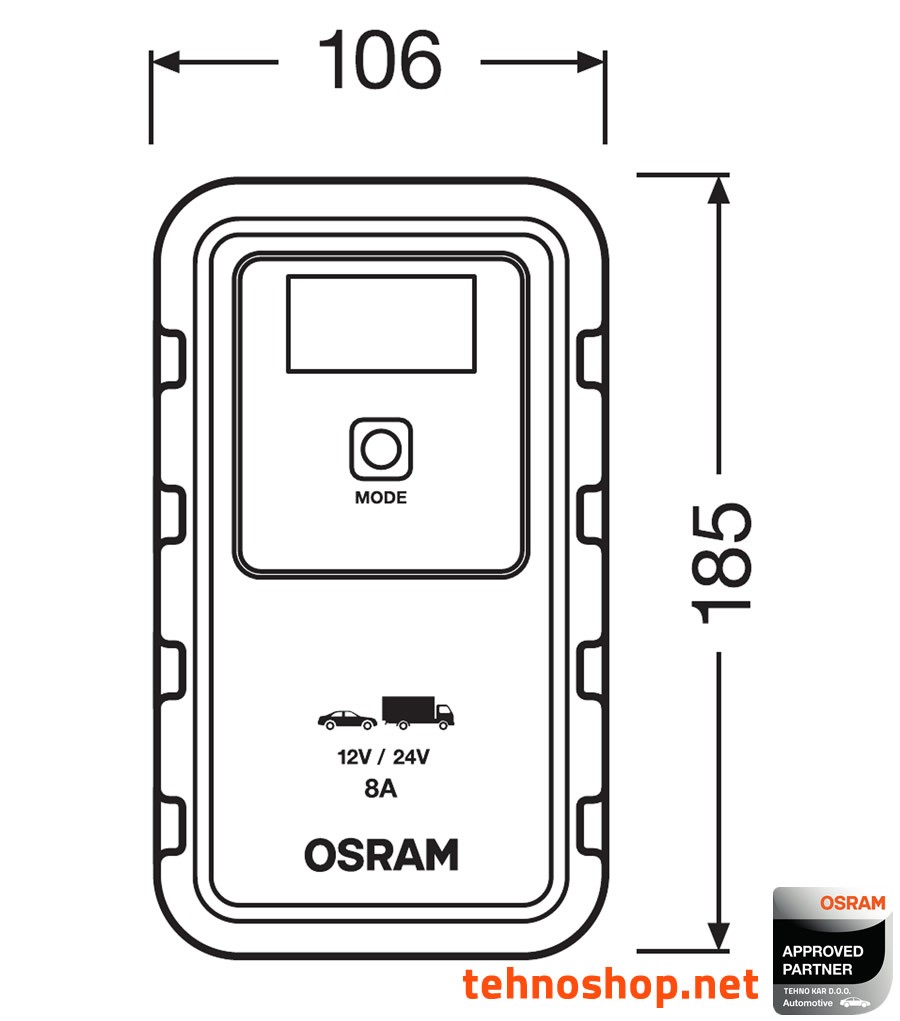 POLNILEC AKUMULATORJA OSRAM BATTERYcharge 908 OEBCS908 12V/24V