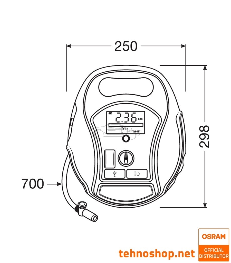PRENOSNI BATERIJSKI ZRAČNI KOMPRESOR OSRAM TYREinflate 6000 OTIR6000