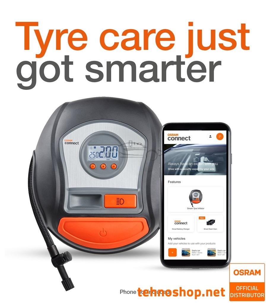PRENOSNI ZRAČNI KOMPRESOR OSRAM TYREinflate Connect 650 OTIC650 12V