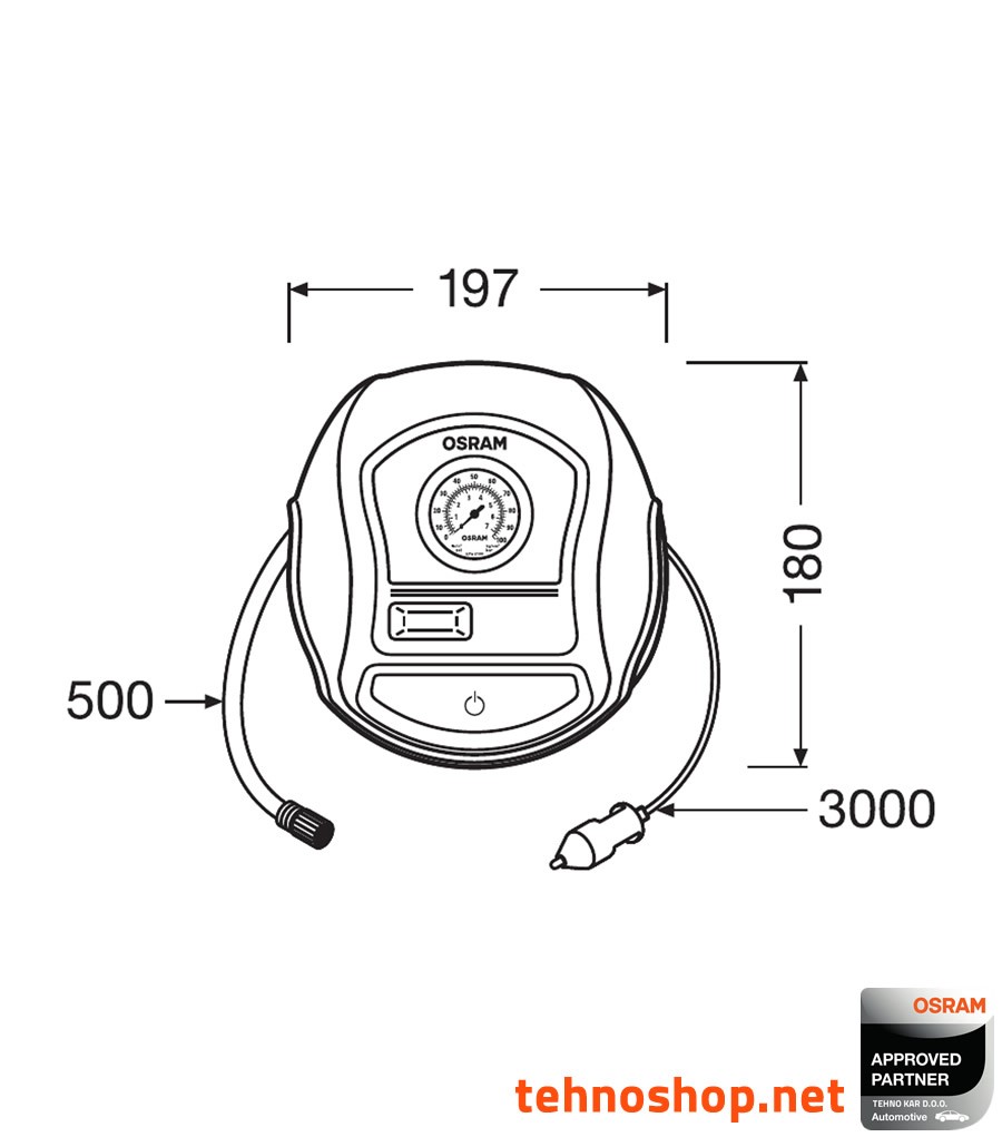 PRENOSNI ZRAČNI KOMPRESOR OSRAM TYREinflate 200 OTI200 12V