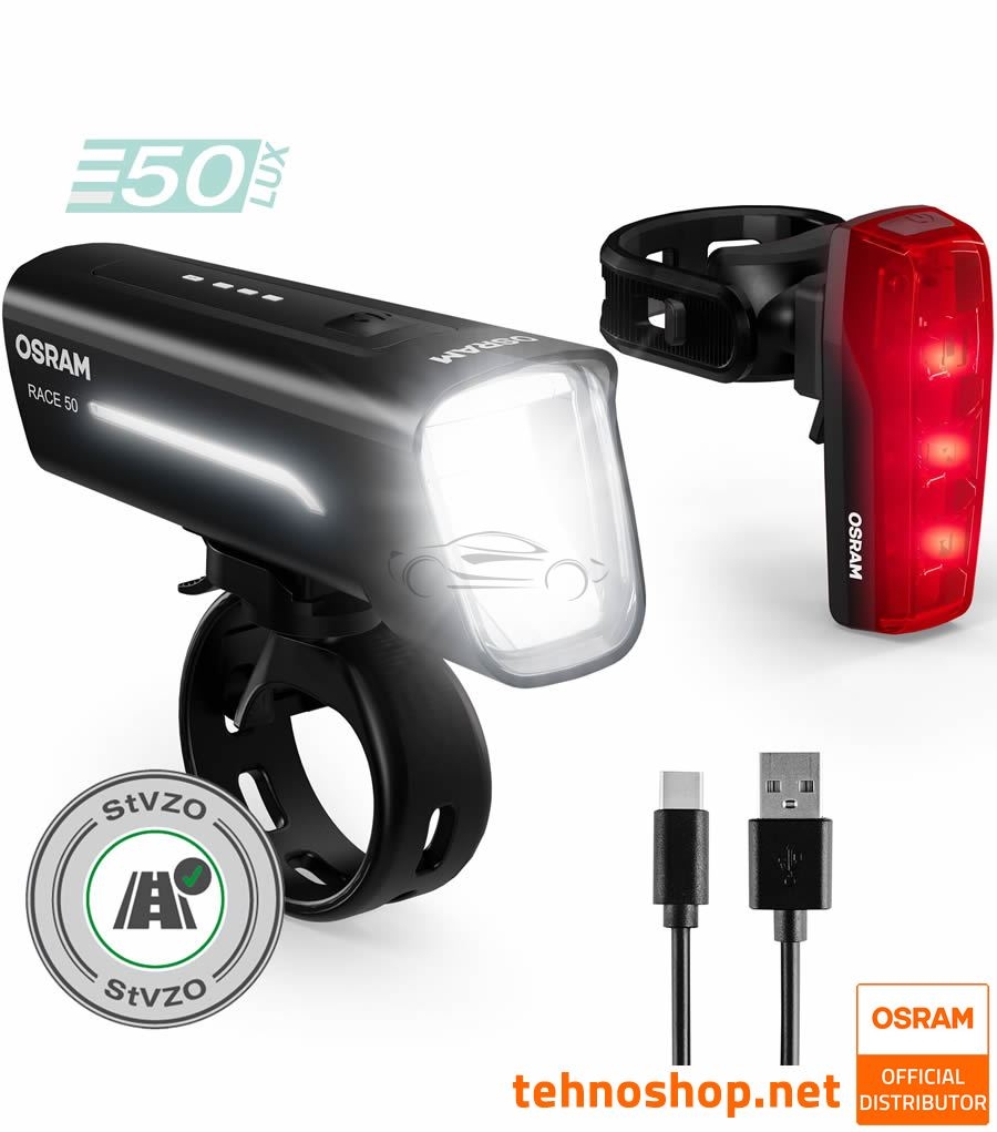 SET PREDNJE IN ZADNJE LED LUČI ZA KOLO OSRAM LEDsBIKE RACE 50 SET