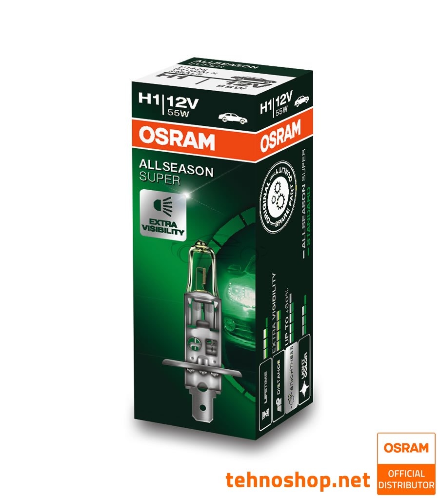 ŽARNICA OSRAM HALOGEN H1 64150ALS ALLSEASON SUPER 55W 12V P14.5s FS1