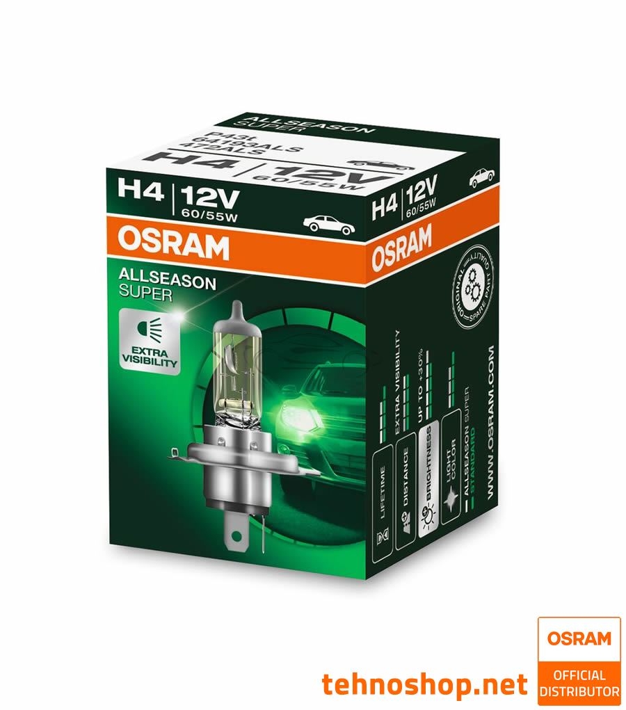 ŽARNICA OSRAM HALOGEN H4 64193ALS ALLSEASON SUPER 60/55W 12V P43t FS1