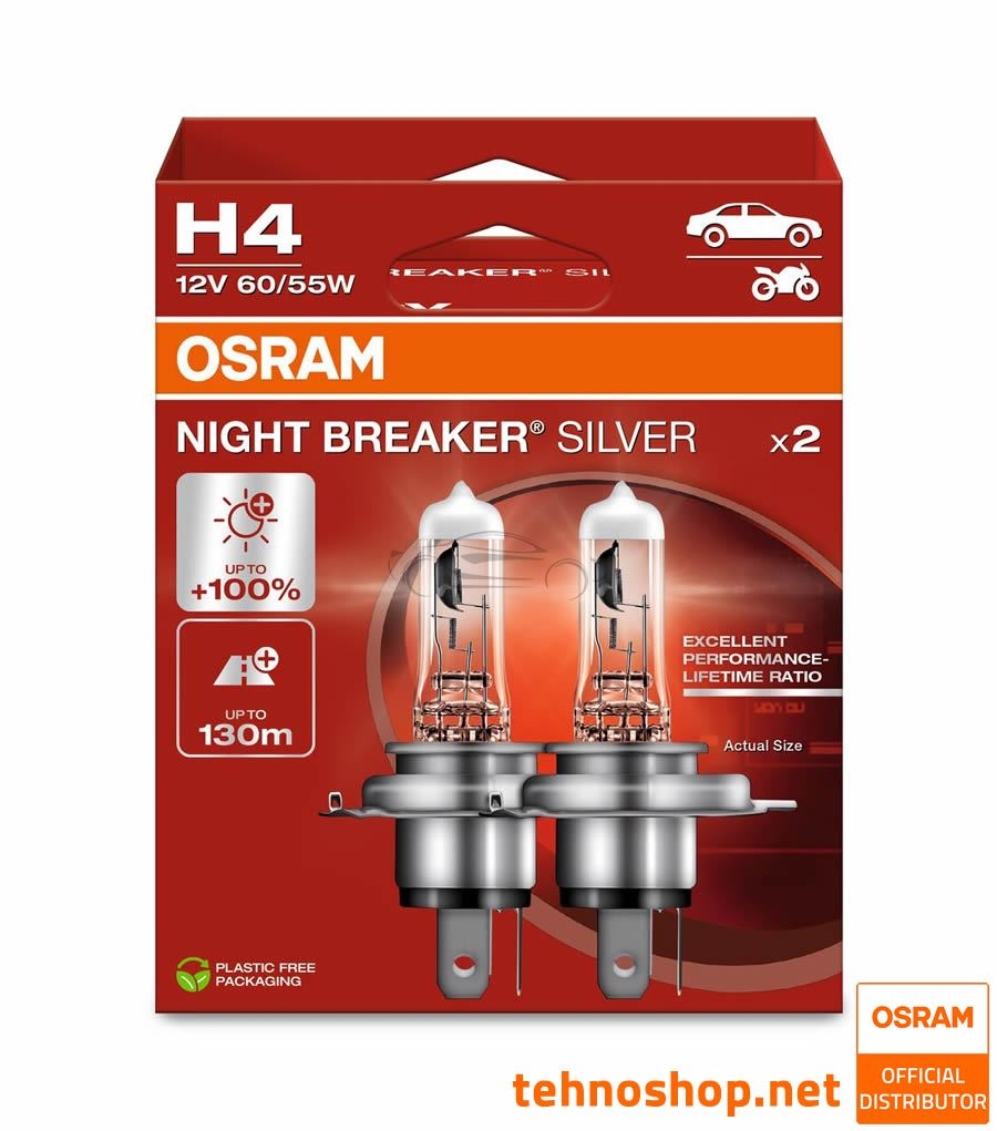 BULB OSRAM HALOGEN H4 64193NBS-2HB NIGHT BREAKER SILVER 60/55W P43t 2HB