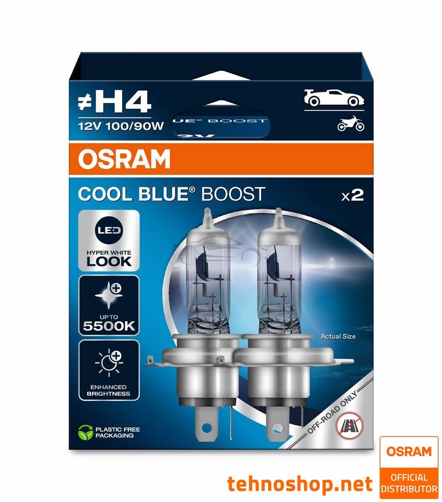 ŽARNICA OSRAM HALOGEN H4 COOL BLUE BOOST 62193CBB-2HB 100/90W 12V P43T 2HB