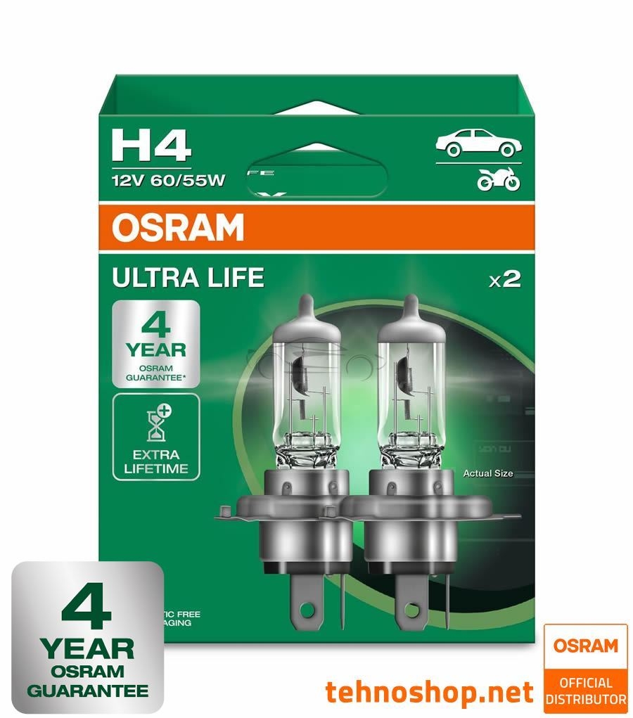 ŽARNICA OSRAM HALOGEN H4 64193ULT-2HB ULTRALIFE 60/55W 12V P43t 2HB