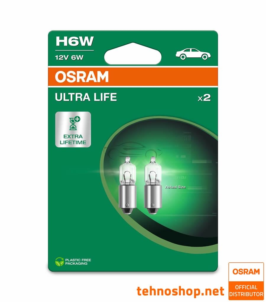 ŽARNICA OSRAM HALOGEN H6W 64132ULT-2BL ULTRALIFE 12V BAX9s 2BL