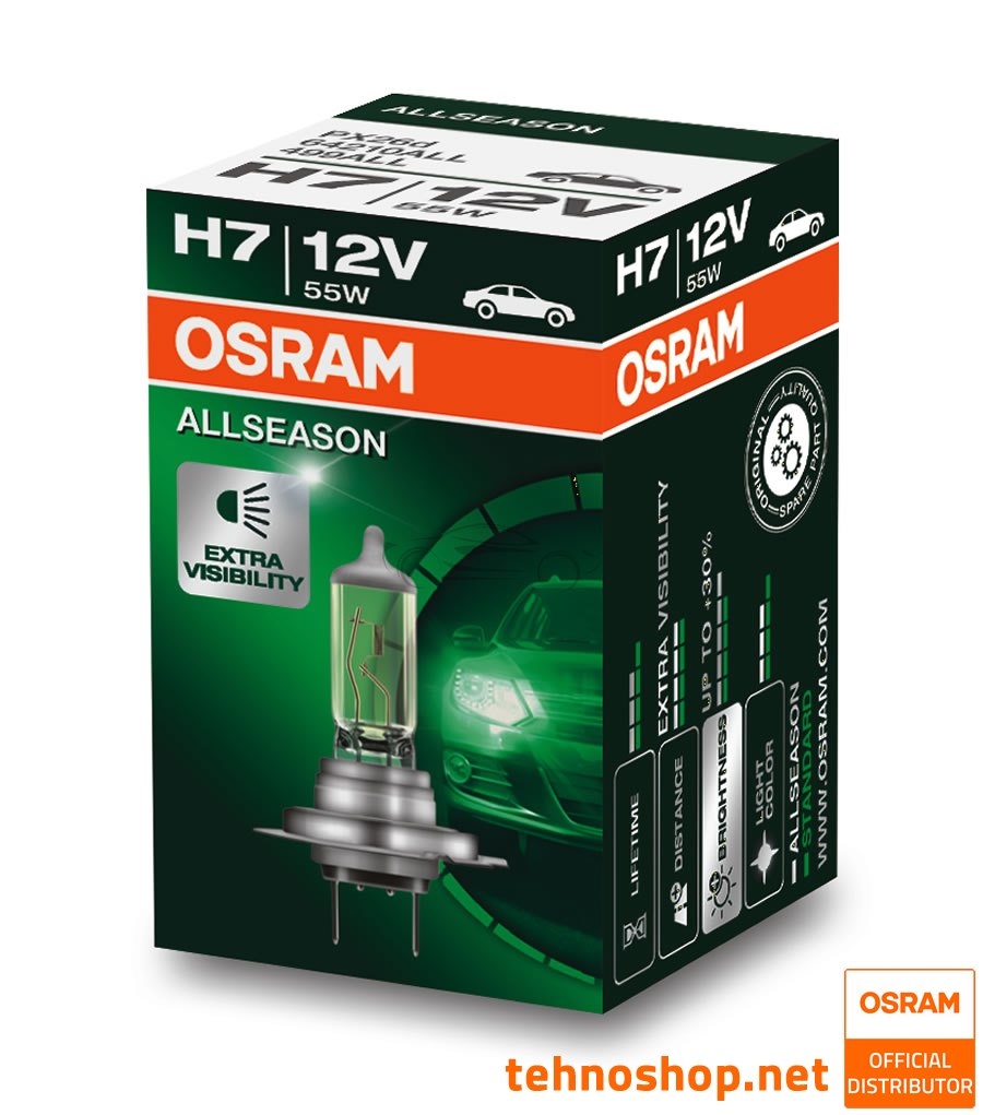 BULB OSRAM HALOGEN H7 64210ALL ALLSEASON 55W 12V PX26d FS1