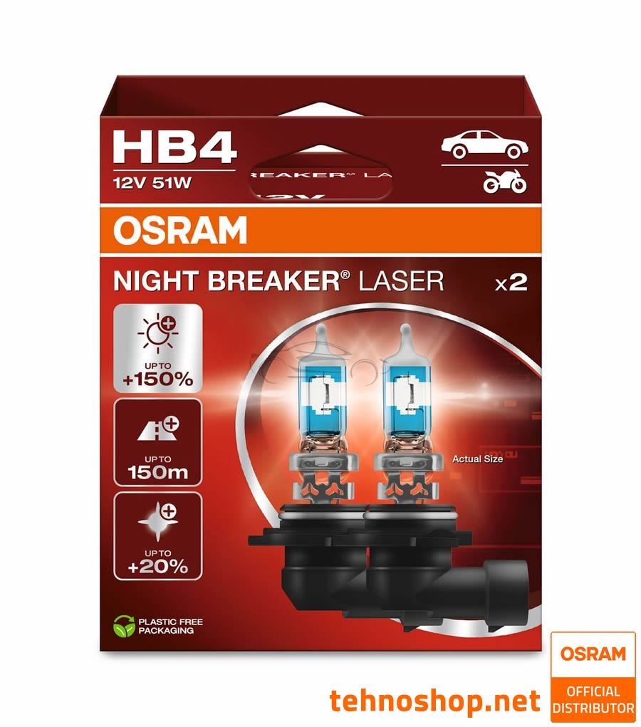 ŽARNICA OSRAM HALOGEN HB4 9006NL-2HB NIGHT BREAKER LASER 51W P22d 2HB