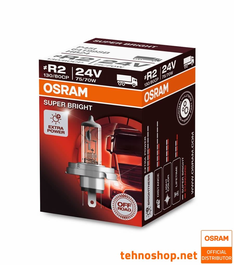 ŽARNICA OSRAM HALOGEN R2 64199SB SUPER BRIGHT 75/70W 24V P45t FS1