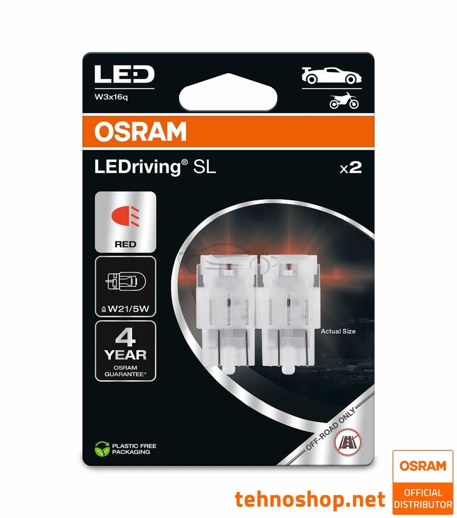 ŽARNICA OSRAM LED W21/5W LEDriving SL 12V 1,7W 7515DRP-2BL W3x16q 2BL