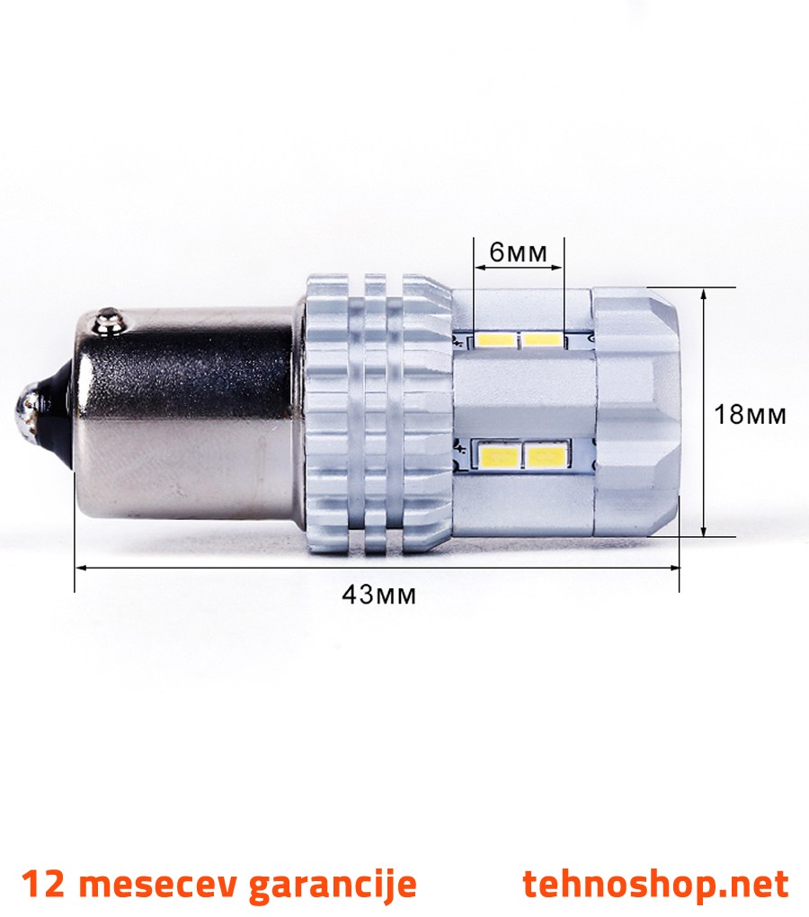 ŽARNICA CN LED Ba15S P21W 12V 12 LED 6500K