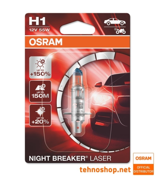 ŽARNICA OSRAM HALOGEN H1 NIGHT BREAKER LASER 64150NL-01B 12V 55W P14.5s