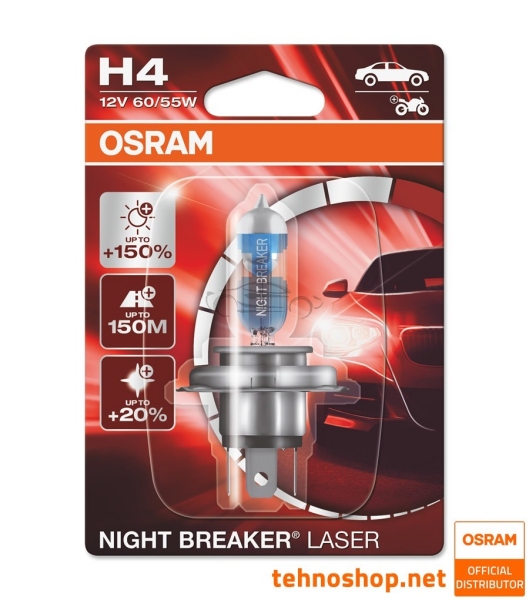 ŽARNICA OSRAM HALOGEN H4 NIGHT BREAKER LASER 64193NL-01B 12V 60/55W P43t