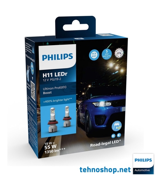 LED BULBS PHILIPS H11 ULTINON PRO6000 HL U60B BOOST ECE 11362U60BX2 12V ...