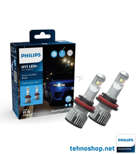 LED BULBS PHILIPS H11 ULTINON PRO6000 HL U60B BOOST ECE 11362U60BX2 12V ...