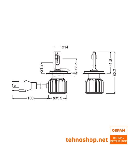 LED BULB SET H4/H19 OSRAM LEDriving HL BRIGHT 64193DWBRT-2HFB 12V P43t HCB