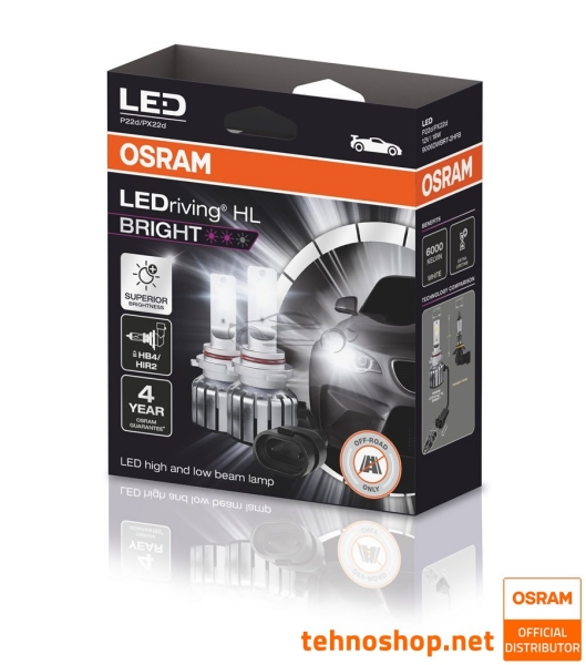 LED ŽARNICE HB4/HIR2 OSRAM LEDriving HL BRIGHT 9006DWBRT-2HFB 12V P22d HCB