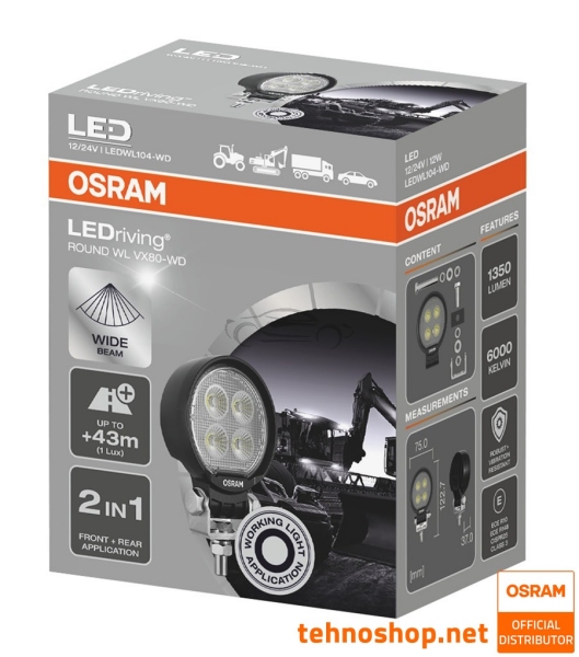 LED WORKING LIGHT OSRAM LEDriving® ROUND WL 12W 12/24V VX80-WD LEDWL104-WD