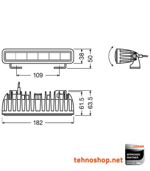 LED DELOVNA LUČ OSRAM LEDriving LIGHTBAR 15W 12/24V SX180-SP LEDDL105-SP