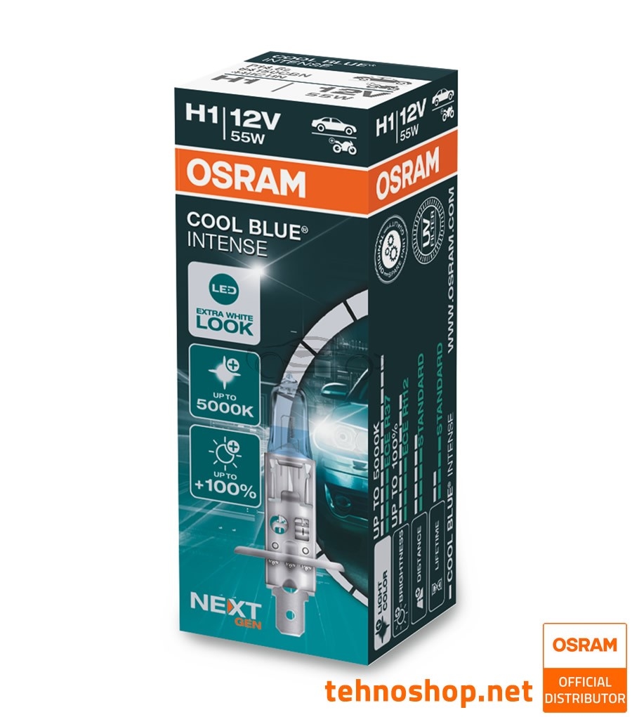 H1 Osram, 12V 55W P14,5S CBN SB1, Cool Blue Intense, 1er-Blister