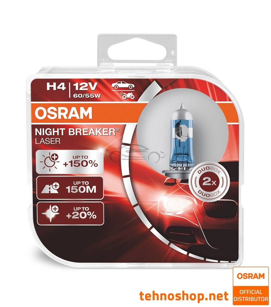 ŽARNICA OSRAM HALOGEN H4 NIGHT BREAKER LASER 64193NL-HCB 12V 60/55W P43t