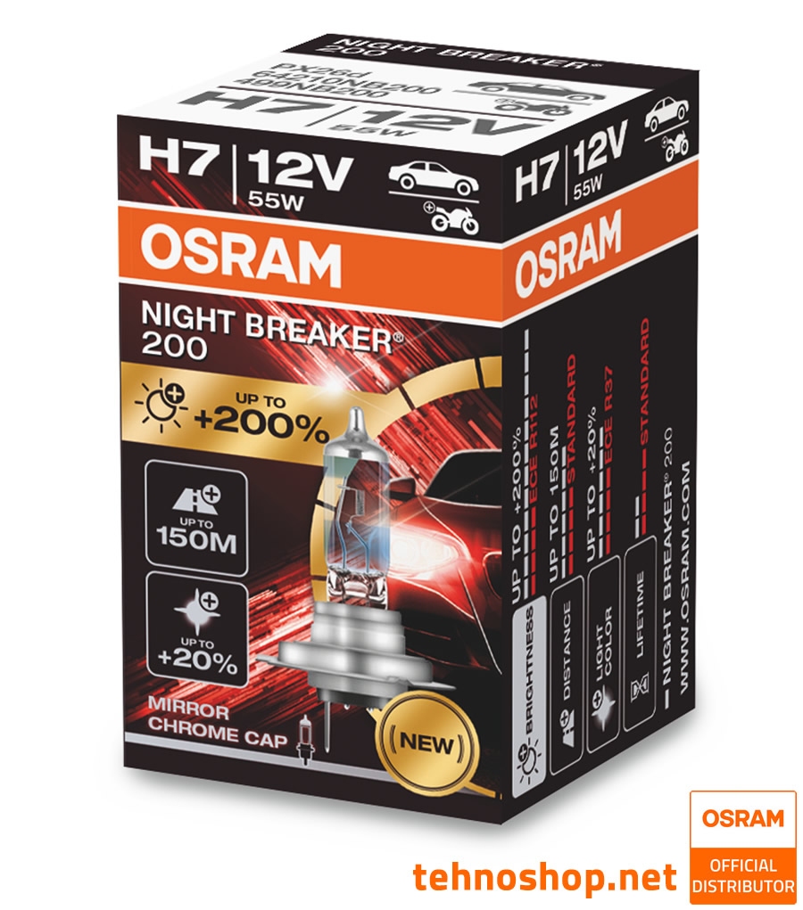 ŽARNICA OSRAM H7 NIGHT BREAKER 200 64210NB200 +200% 55W PX26d FS1